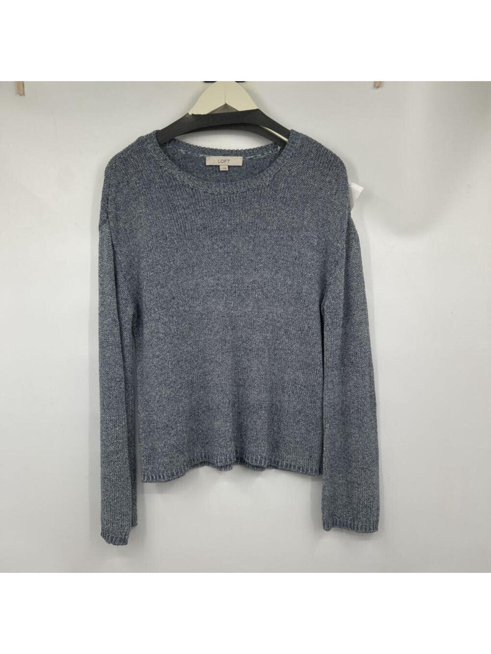 Women's Loft Blue Cotton Crew Sweater Medium